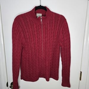 L.L. Bean Women's Red Cable Knit Cotton Sweater M- Reg